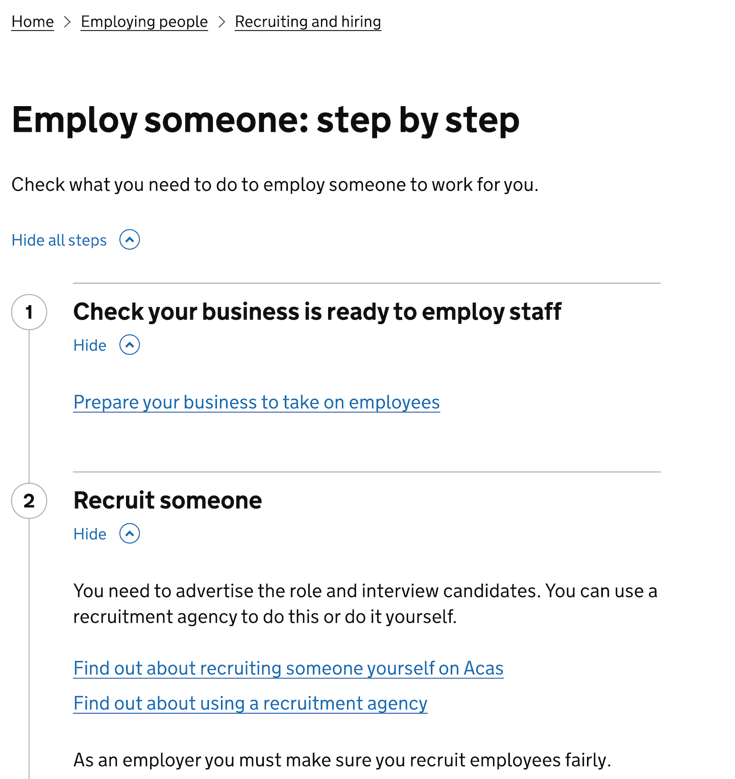 A screenshot showing an example of the step by step navigation pattern